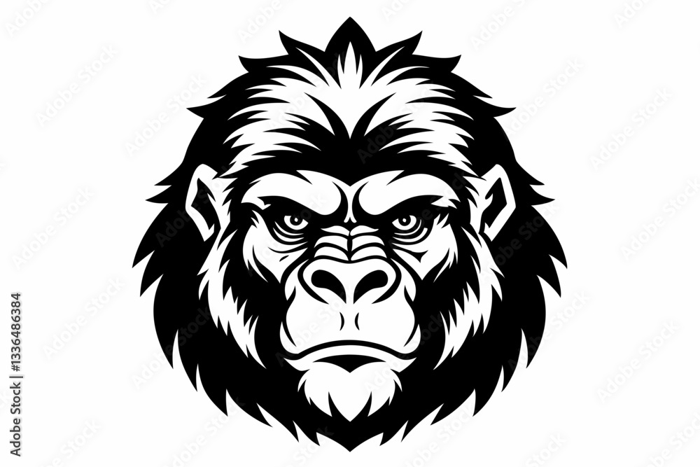 Obraz premium gorilla head line art silhouette vector illustration