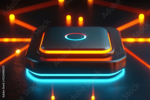 generic minimal 3D glossy icon of router connected online, digital 3D icon illustration with matte painting