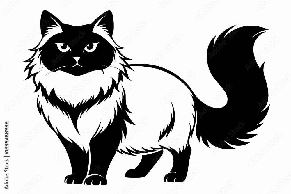 himalayan cat line art silhouette vector illustration himalayan cat line art silhouette vector illustration