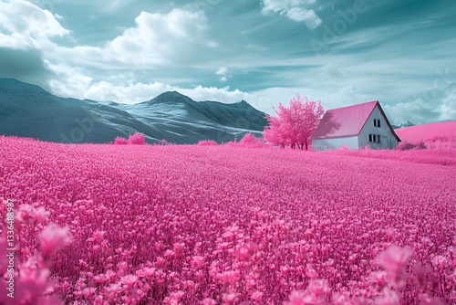 Pink flower field