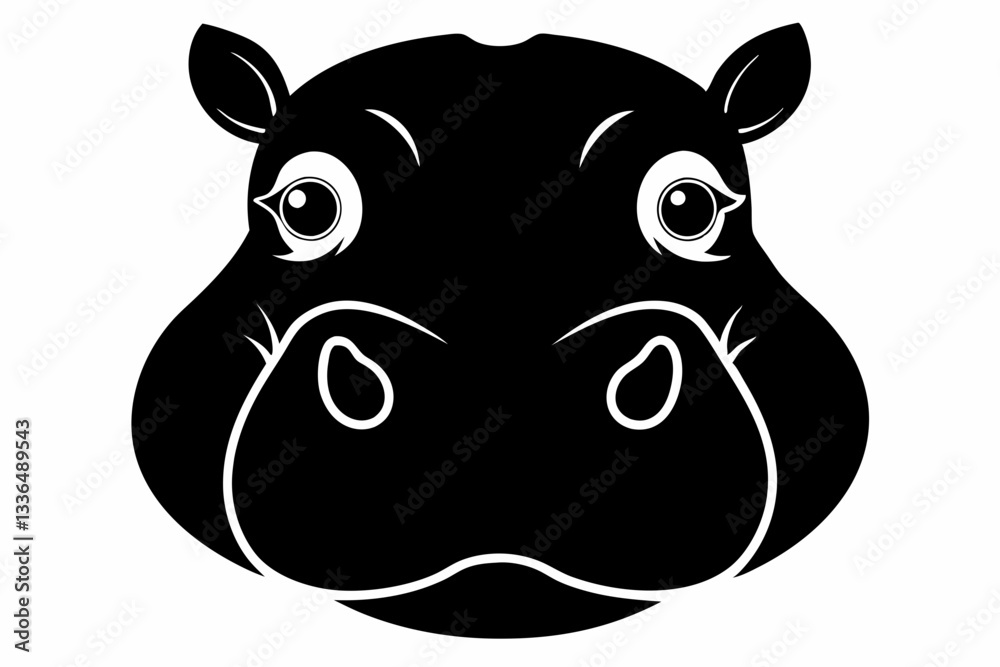 Fototapeta premium hippo head line art silhouette vector illustration