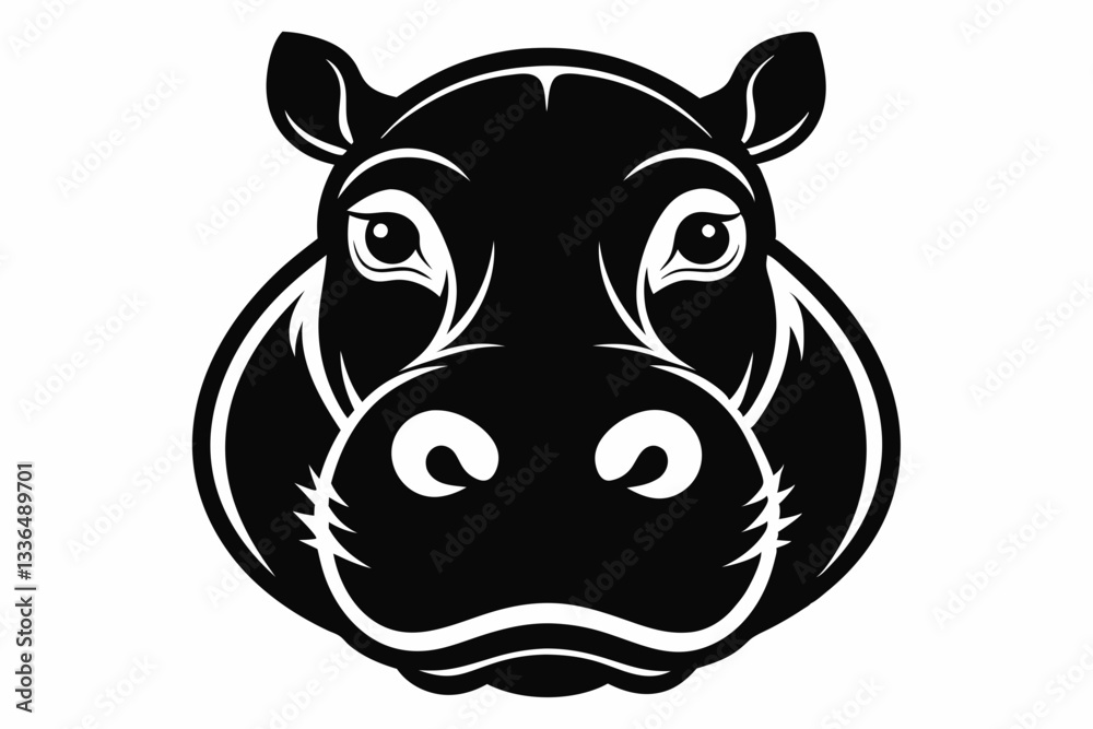 Naklejka premium hippo head line art silhouette vector illustration