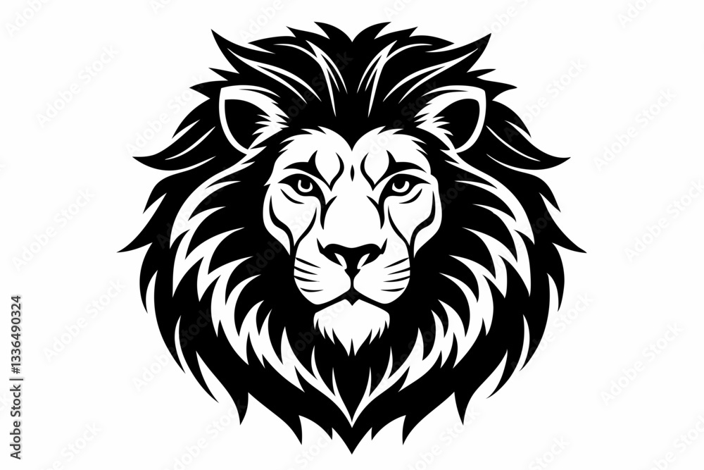 Obraz premium lion head line art silhouette vector illustration
