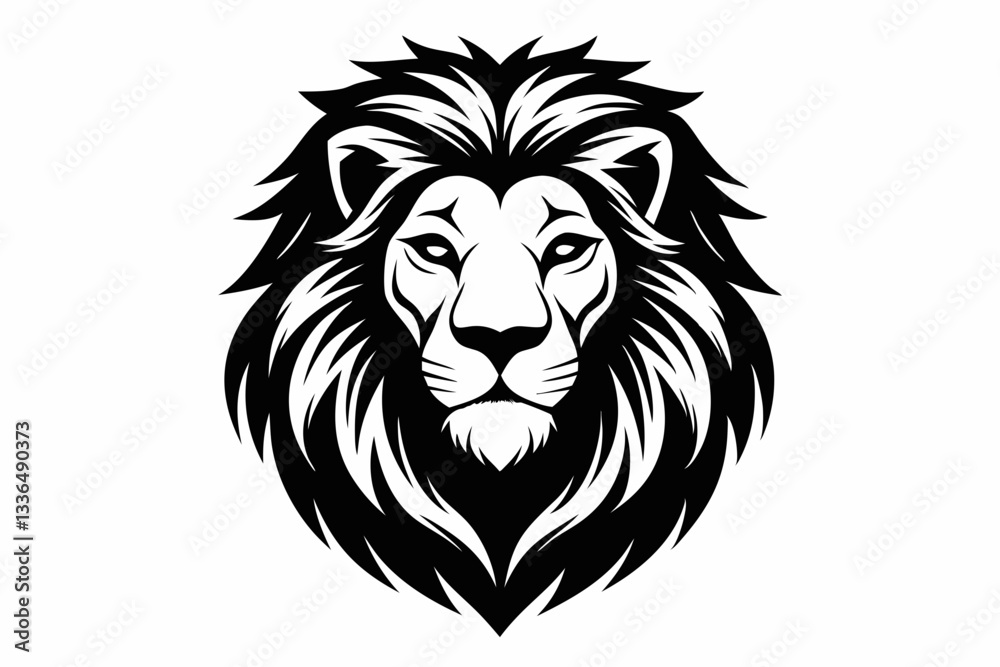 Obraz premium lion head line art silhouette vector illustration