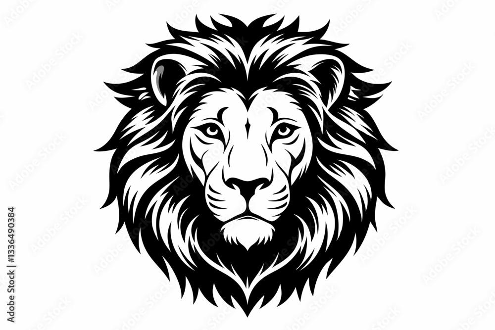 Fototapeta premium lion head line art silhouette vector illustration