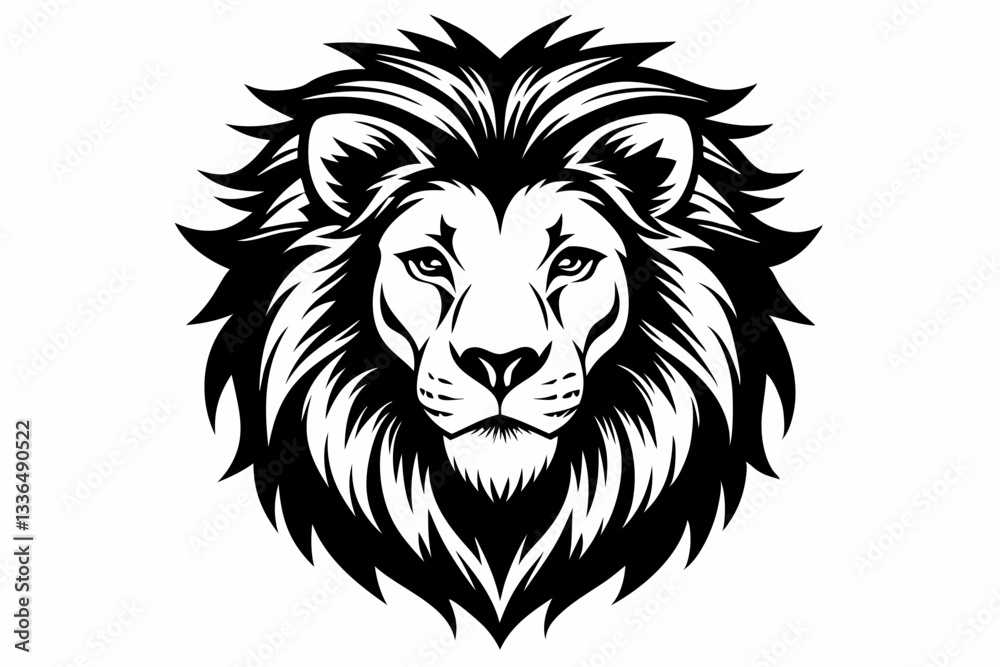 Obraz premium lion head line art silhouette vector illustration