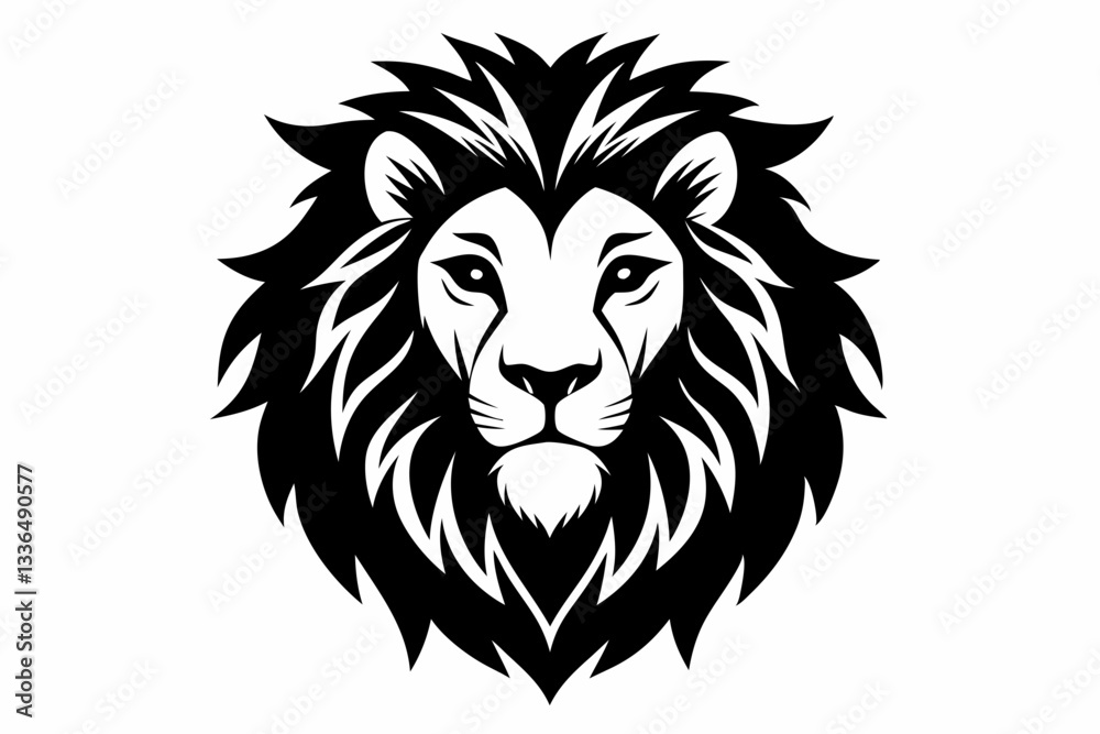 lion head line art silhouette vector illustration