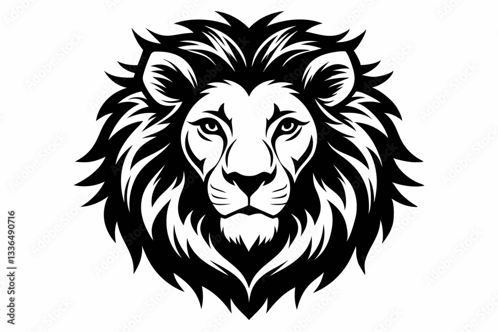 Fototapeta premium lion head line art silhouette vector illustration