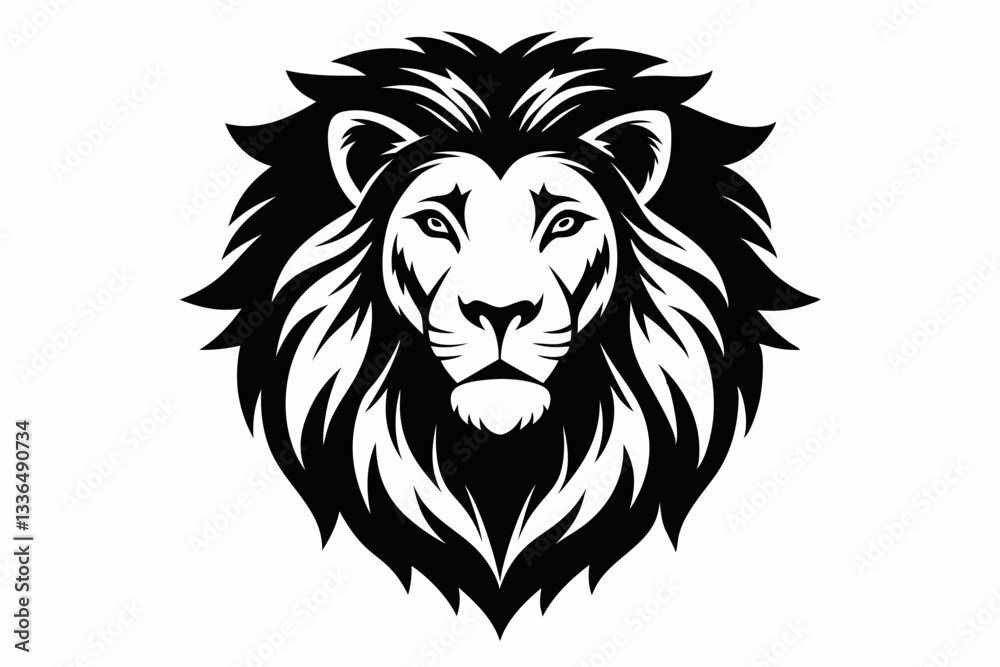 Obraz premium lion head line art silhouette vector illustration