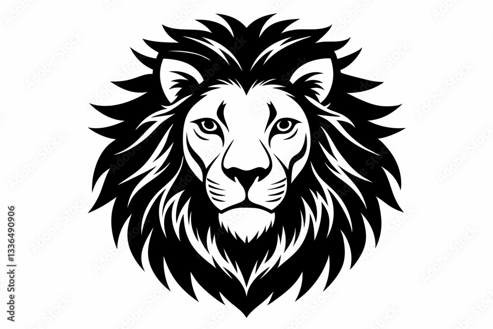 Fototapeta premium lion head line art silhouette vector illustration