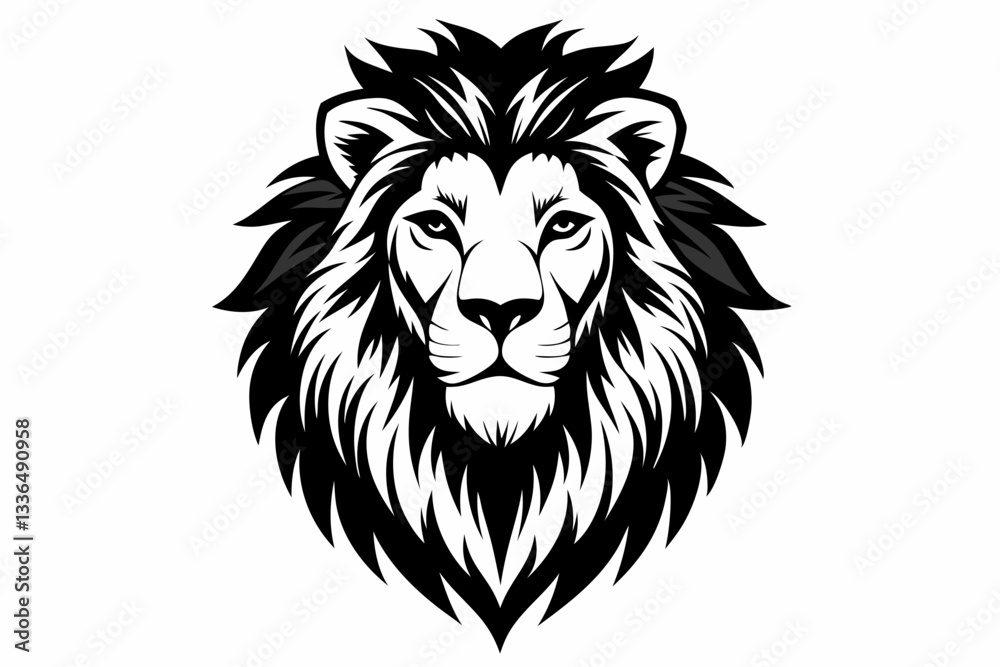 Fototapeta premium lion head line art silhouette vector illustration