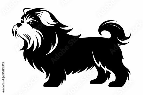 maltese dog line art silhouette vector illustration