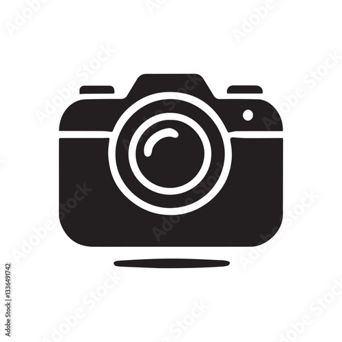 Camera icon. Silhouette flat illustration of vector icon on white background.