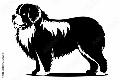 newfoundland dog line art silhouette vector illustration