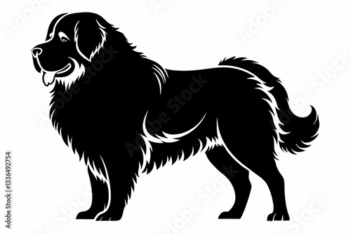 newfoundland dog line art silhouette vector illustration