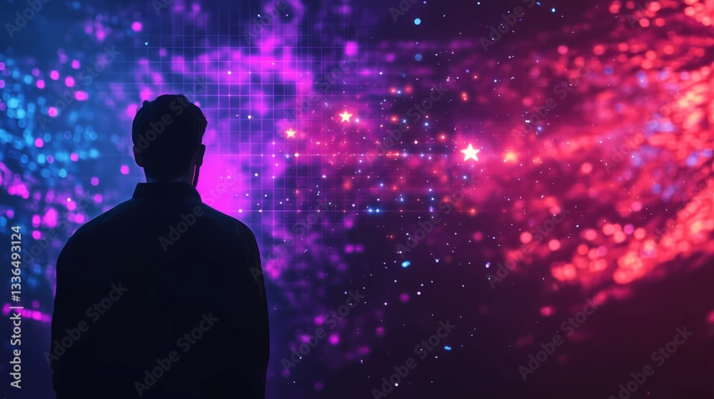 A man checking app ratings on his phone with glowing stars represents digital feedback, consumer opinion, and online ranking in a modern book illustration style. A man checking app ratings on his phone with glowing stars represents digital feedback, consumer opinion, and online ranking in a modern book illustration style.