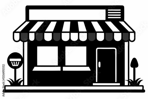 online store marketplace or ecommerce shop line art silhouette vector illustration
