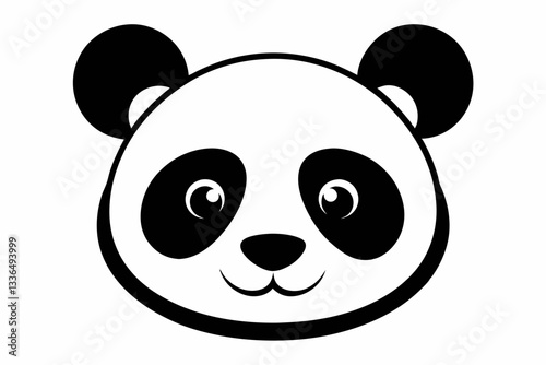 panda head line art silhouette vector illustration