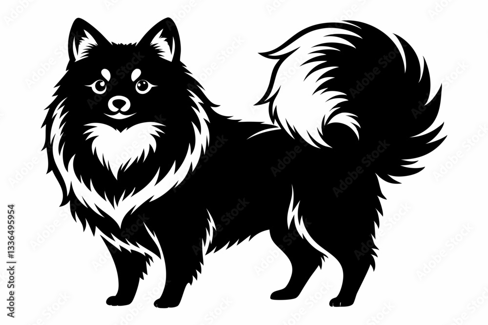 Obraz premium pomeranian line art silhouette vector illustration