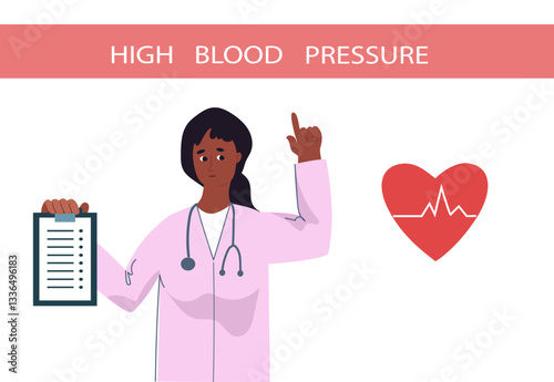 World Hypertension day infographic. May 17th. High blood pressure. Vector flat hand drawn illustration.