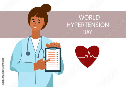 World Hypertension day infographic. May 17th. High blood pressure. Vector flat hand drawn illustration.