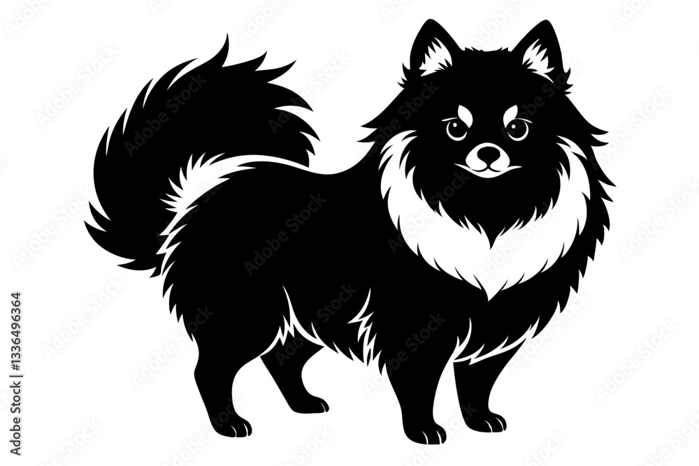 Fototapeta premium pomeranian line art silhouette vector illustration