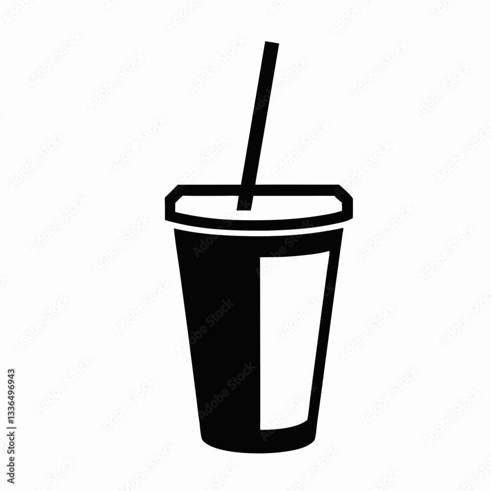 Disposable paper cup with straw and coffee vector illustration Disposable paper cup with straw and coffee vector illustration