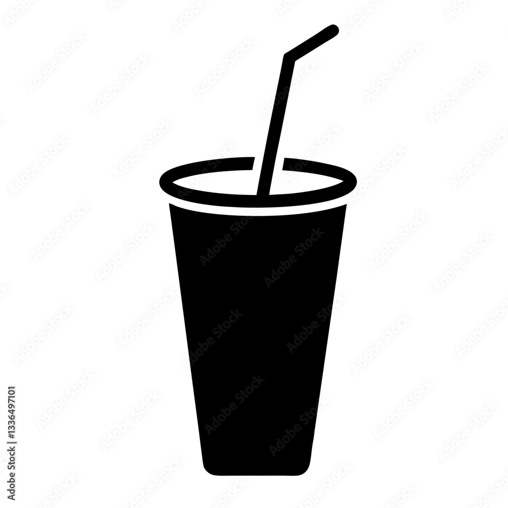 Disposable paper cup with straw and coffee vector illustration Disposable paper cup with straw and coffee vector illustration