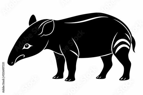 tapir line art silhouette vector illustration