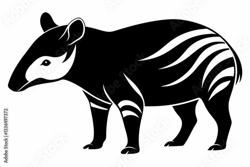 tapir line art silhouette vector illustration