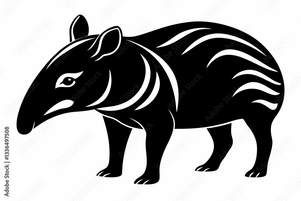 Fototapeta premium tapir line art silhouette vector illustration