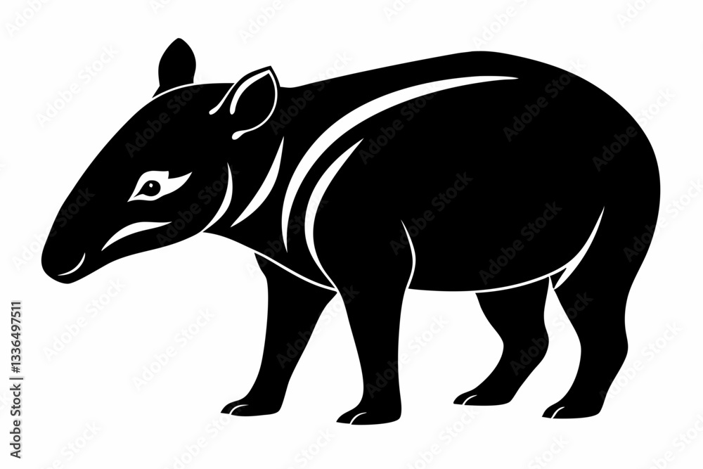 Fototapeta premium tapir line art silhouette vector illustration