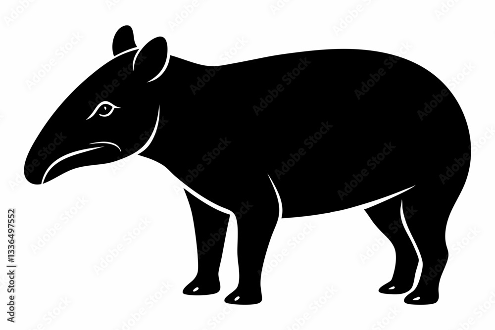 Fototapeta premium tapir line art silhouette vector illustration