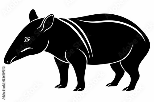 tapir line art silhouette vector illustration