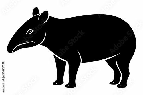 tapir line art silhouette vector illustration