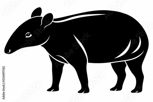 tapir line art silhouette vector illustration