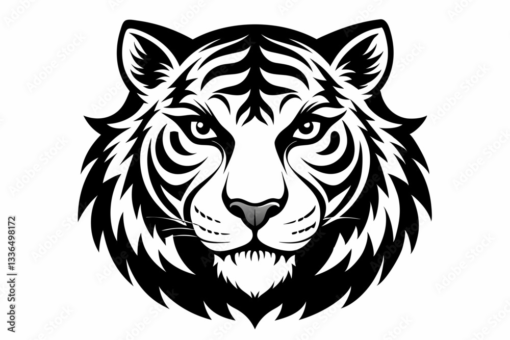 Obraz premium tiger head line art silhouette vector illustration