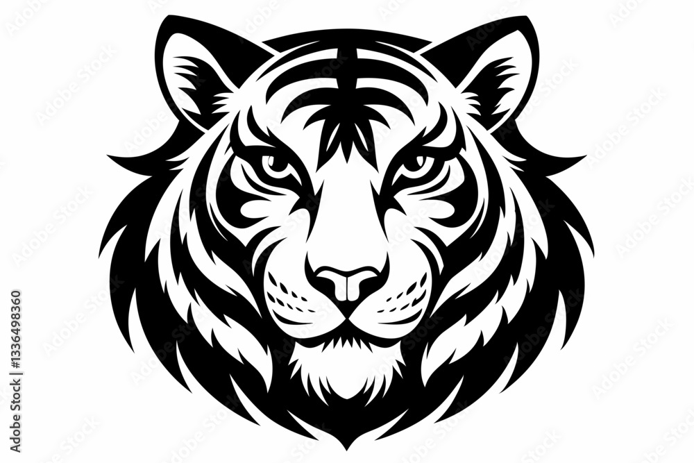 Obraz premium tiger head line art silhouette vector illustration