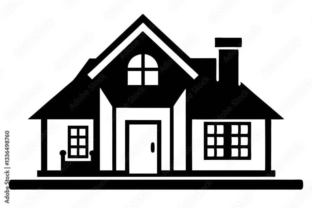 Fototapeta premium web home flat icon line art silhouette vector illustration