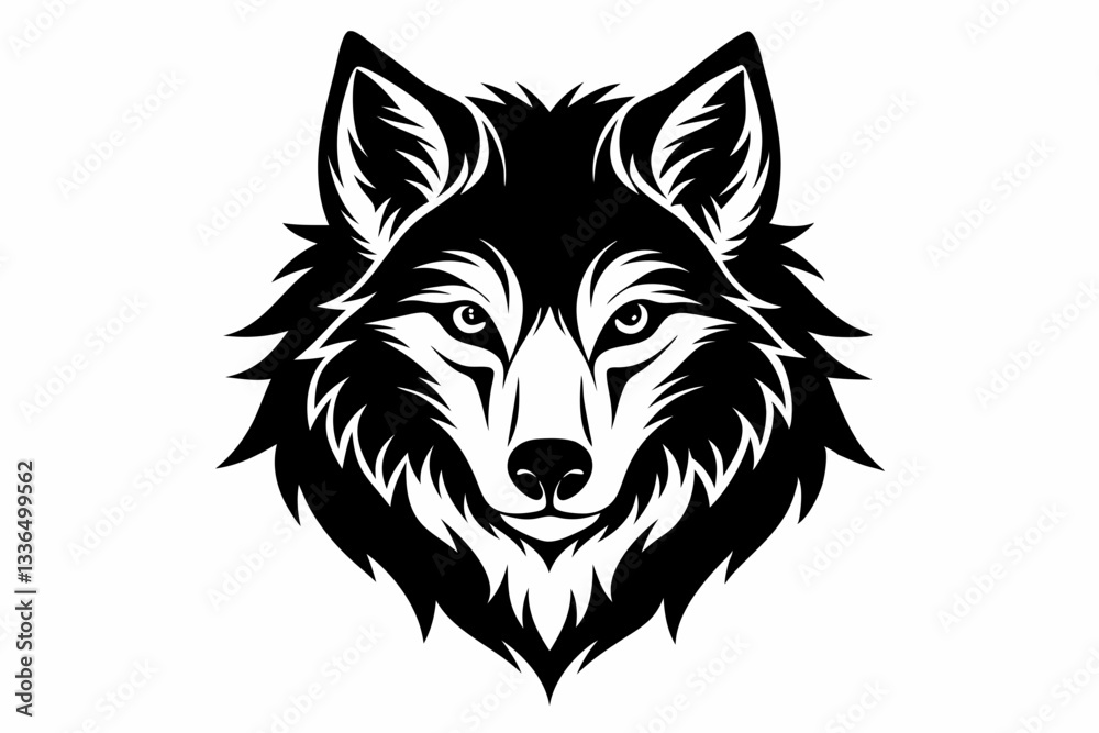 Fototapeta premium wolf head line art silhouette vector illustration