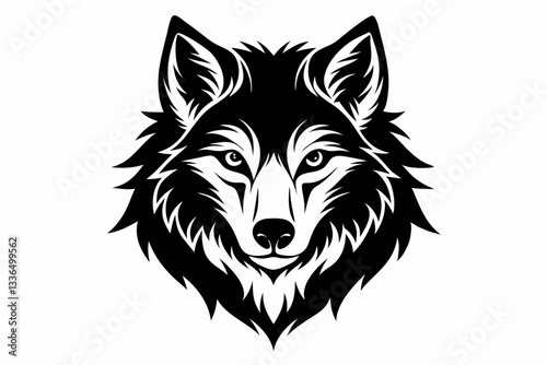 wolf head line art silhouette vector illustration