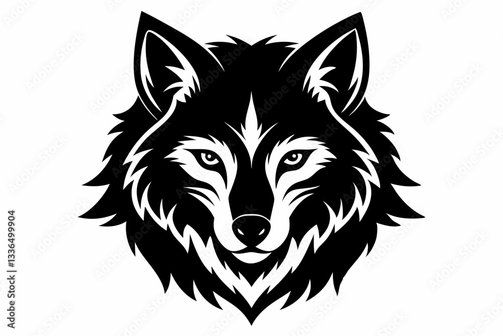 Fototapeta premium wolf head line art silhouette vector illustration