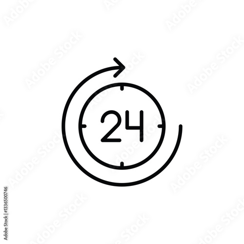 24 Hours  vector icon stock illustration