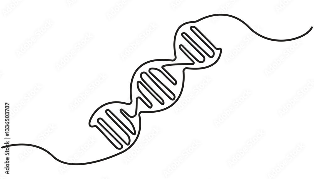 Obraz premium DNA in detailed one line drawing. Scientific research concept. Minimalist vector
