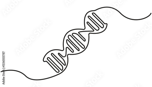 DNA in detailed one line drawing. Scientific research concept. Minimalist vector