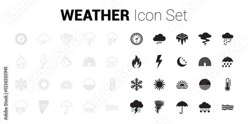 Weather Icon Set. Editable vector minimalist fill and outline icon.