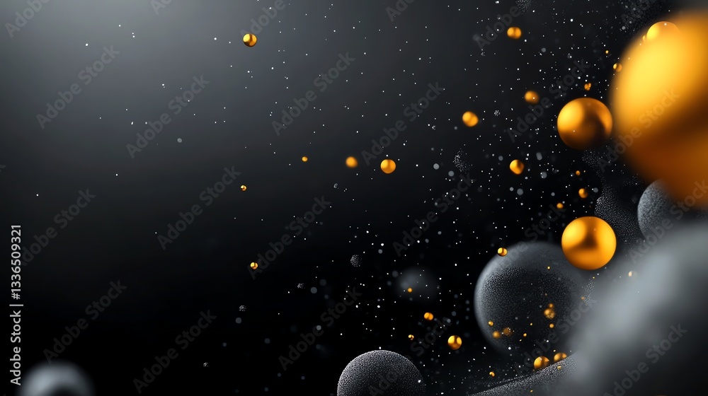 Fototapeta premium Dark moody background with delicate glowing orbs, soft and atmospheric luxury