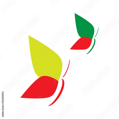 vector illustration of a green leaf with red ribbon