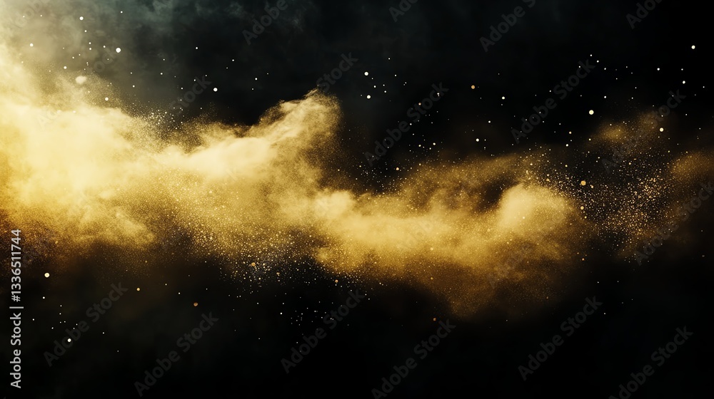 Abstract dark mist with floating golden dust, mysterious and elegant composition Abstract dark mist with floating golden dust, mysterious and elegant composition