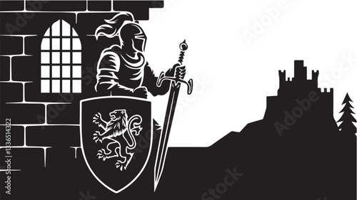 vector illustration of a medieval knight